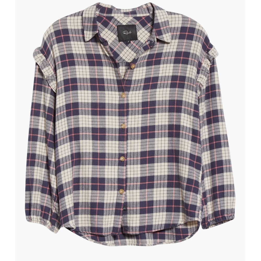 Rails Willow Ruffle Sleeve Flannel Button Up Shir… - image 1